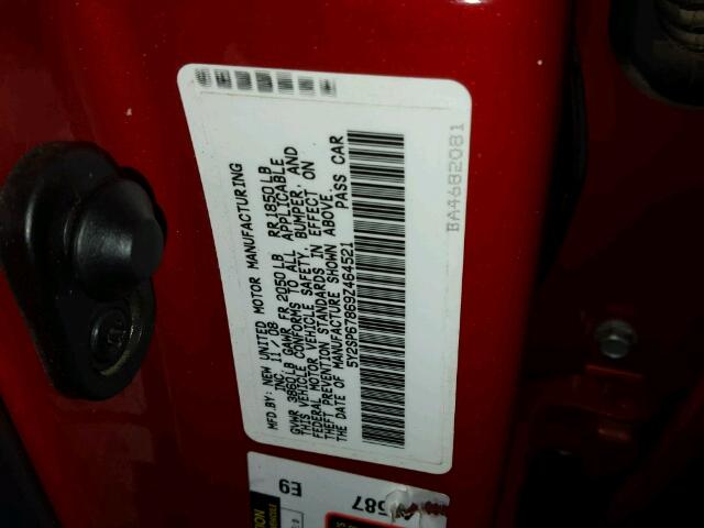 5Y2SP67869Z464521 - 2009 PONTIAC VIBE RED photo 10