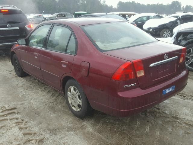 2HGES16562H536976 - 2002 HONDA CIVIC LX BURGUNDY photo 3