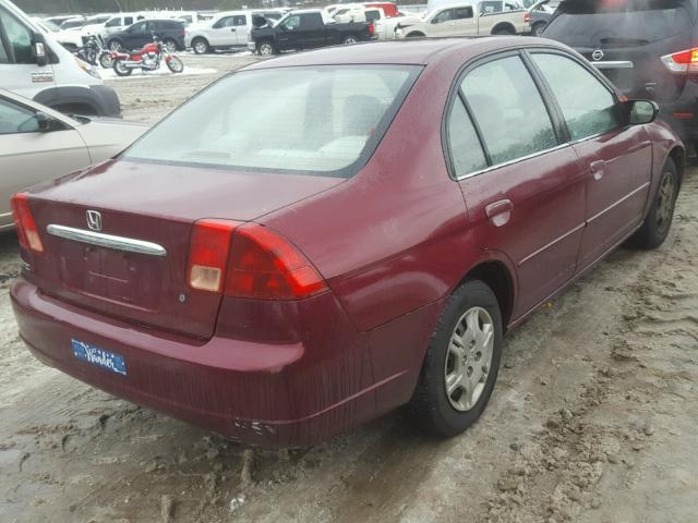 2HGES16562H536976 - 2002 HONDA CIVIC LX BURGUNDY photo 4