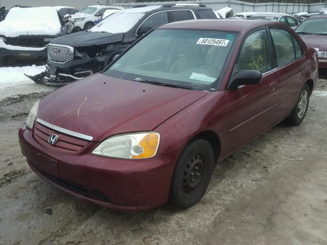 2HGES16562H536976 - 2002 HONDA CIVIC LX BURGUNDY photo 9