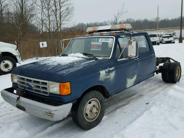 2FTJW35M8KCB29115 - 1989 FORD F350 BLUE photo 2