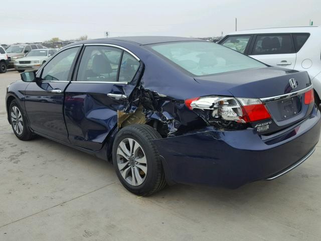 1HGCR2F30DA262411 - 2013 HONDA ACCORD LX BLUE photo 3