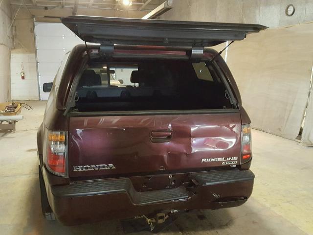 2HJYK16528H519639 - 2008 HONDA RIDGELINE BURGUNDY photo 6