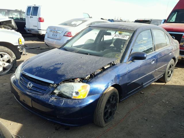 1HGES26771L046877 - 2001 HONDA CIVIC EX BLUE photo 2