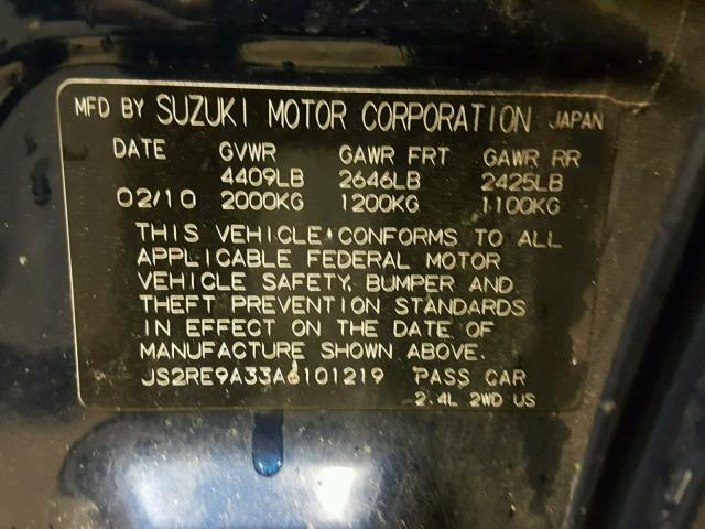 JS2RE9A33A6101219 - 2010 SUZUKI KIZASHI SE BLUE photo 10