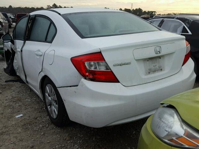 19XFB2F53CE324574 - 2012 HONDA CIVIC LX WHITE photo 3