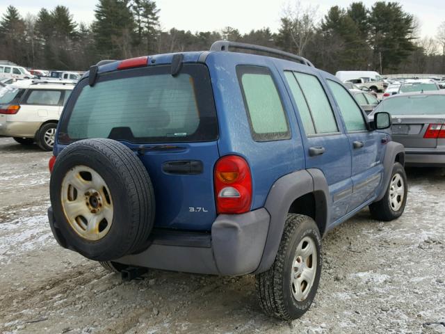 1J4GL48K93W624457 - 2003 JEEP LIBERTY SP BLUE photo 4