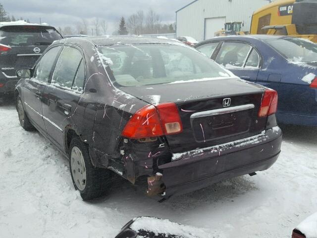 2HGES16641H915997 - 2001 HONDA CIVIC LX PURPLE photo 3