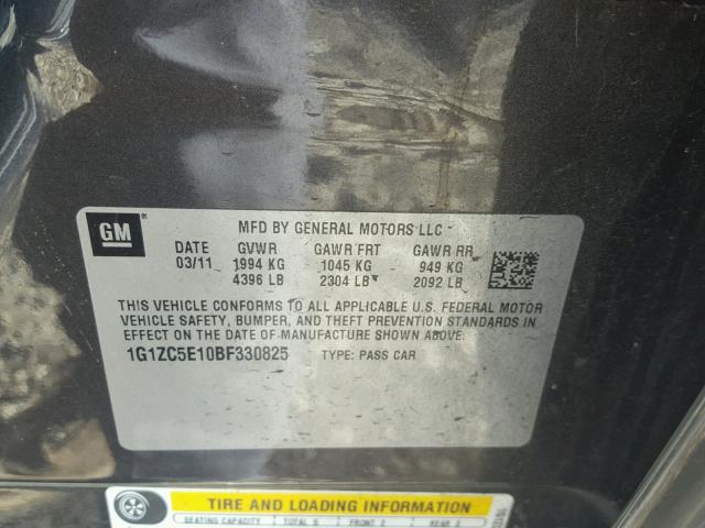 1G1ZC5E10BF330825 - 2011 CHEVROLET MALIBU 1LT 石墨色 照片 10