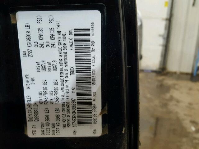 1D7HG32N34S680307 - 2004 DODGE DAKOTA SPO BLACK photo 10