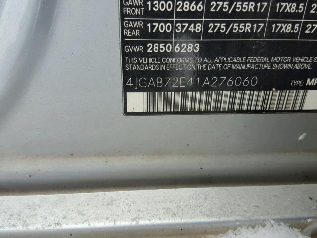 4JGAB72E41A276060 - 2001 MERCEDES-BENZ ML 430 银色 照片 10