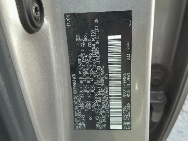 JTLKT324454008656 - 2005 TOYOTA SCION XB 银色 照片 10