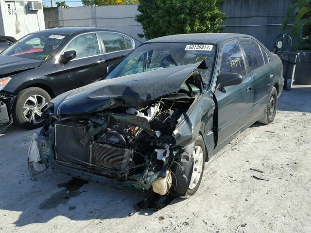 2HGEJ6614YH579914 - 2000 HONDA CIVIC BASE GREEN photo 2