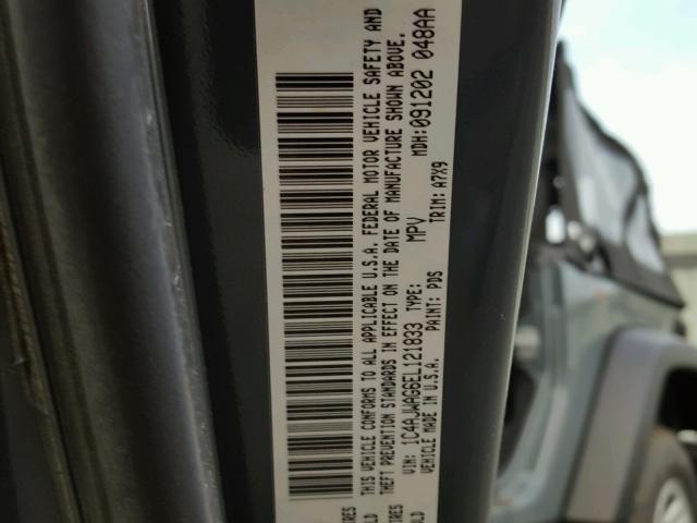 1C4AJWAG6EL121833 - 2014 JEEP WRANGLER S 灰色 照片 10