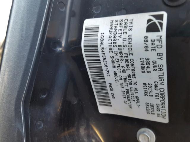 1G8AL54F55Z104777 - 2005 SATURN ION LEVEL SILVER photo 10