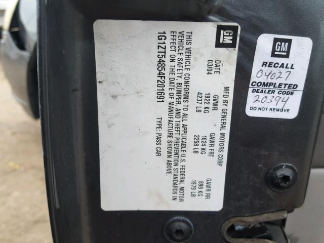 1G1ZT54854F201691 - 2004 CHEVROLET MALIBU LS Boz foto 10