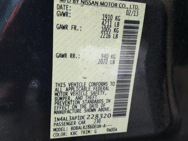 1N4AL3AP1DC228320 - 2013 NISSAN ALTIMA 2.5 GRAY photo 10