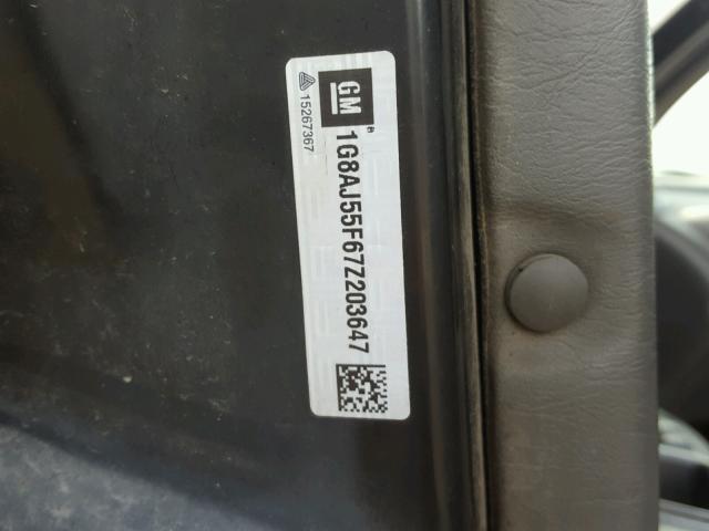 1G8AJ55F67Z203647 - 2007 SATURN ION LEVEL BLACK photo 10