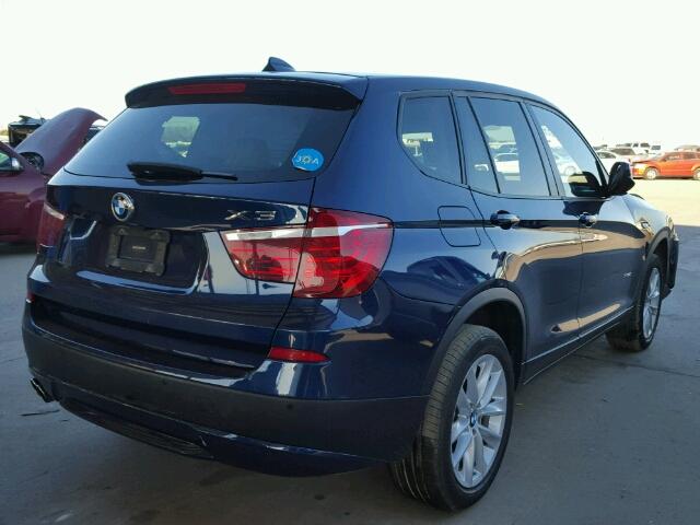 5UXWX9C52E0D40602 - 2014 BMW X3 XDRIVE2 BLUE photo 4