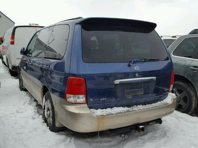 KNDUP131026220391 - 2002 KIA SEDONA EX BLUE photo 3