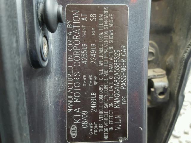 KNAGG4A82A5386329 - 2010 KIA OPTIMA LX BLACK photo 10