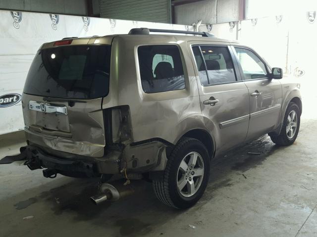 5FNYF38569B021873 - 2009 HONDA PILOT EXL BEIGE photo 4