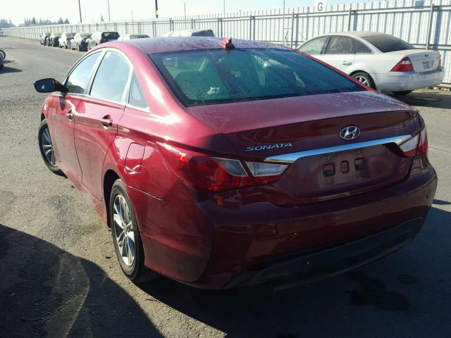 5NPEB4AC3EH841725 - 2014 HYUNDAI SONATA GLS RED photo 3