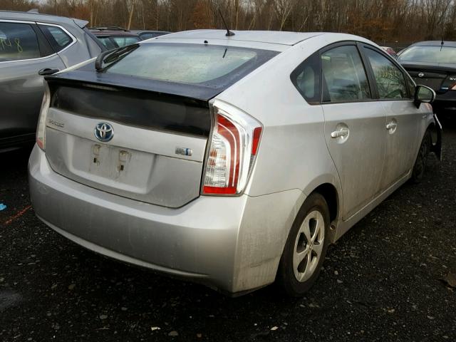 JTDKN3DUXD0342229 - 2013 TOYOTA PRIUS SILVER photo 4