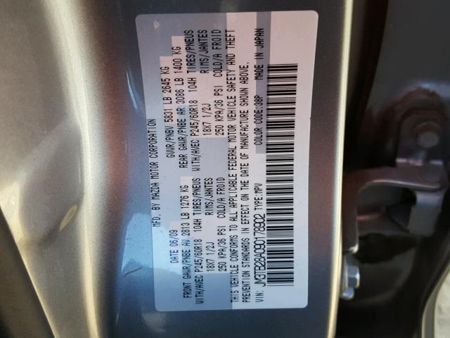 JM3TB28A090178902 - 2009 MAZDA CX-9 GRAY photo 10