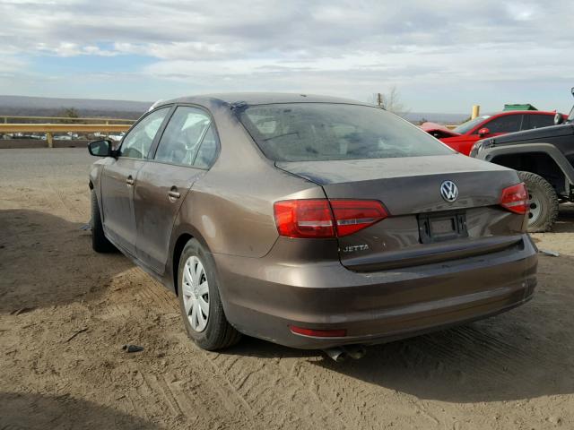 3VW2K7AJ0FM313281 - 2015 VOLKSWAGEN JETTA BASE BROWN photo 3