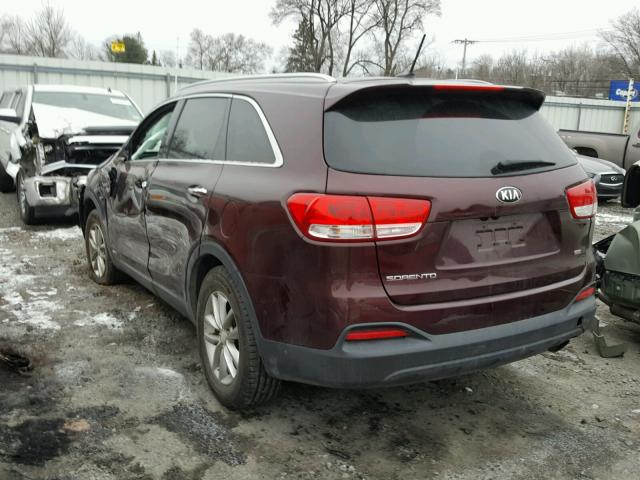 5XYPGDA39GG129207 - 2016 KIA SORENTO LX BURGUNDY photo 3