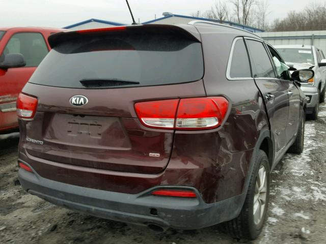 5XYPGDA39GG129207 - 2016 KIA SORENTO LX BURGUNDY photo 4