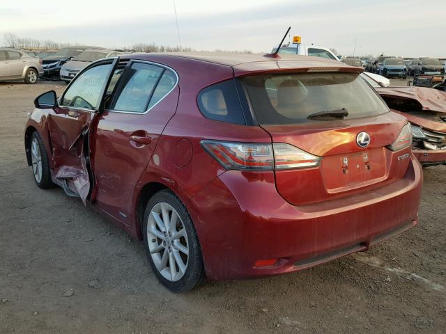 JTHKD5BH3C2094024 - 2012 LEXUS CT 200 MAROON photo 3