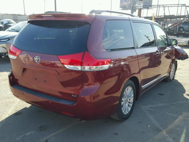 5TDYK3DC2CS273736 - 2012 TOYOTA SIENNA XLE BURGUNDY photo 4