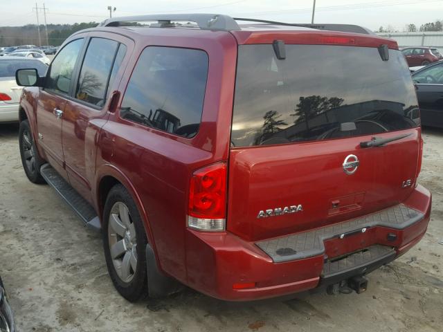 5N1AA08C68N621835 - 2008 NISSAN ARMADA SE RED photo 3