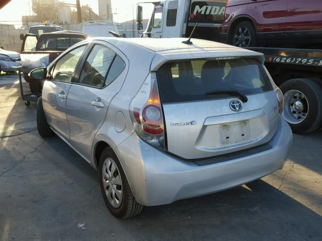 JTDKDTB3XC1501854 - 2012 TOYOTA PRIUS C SILVER photo 3