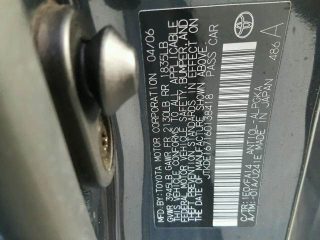 JTKDE167160138418 - 2006 TOYOTA SCION TC 灰色 照片 10