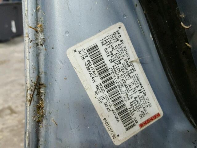 JT2VK11E3N0007962 - 1992 TOYOTA CAMRY DLX 蓝色 照片 10