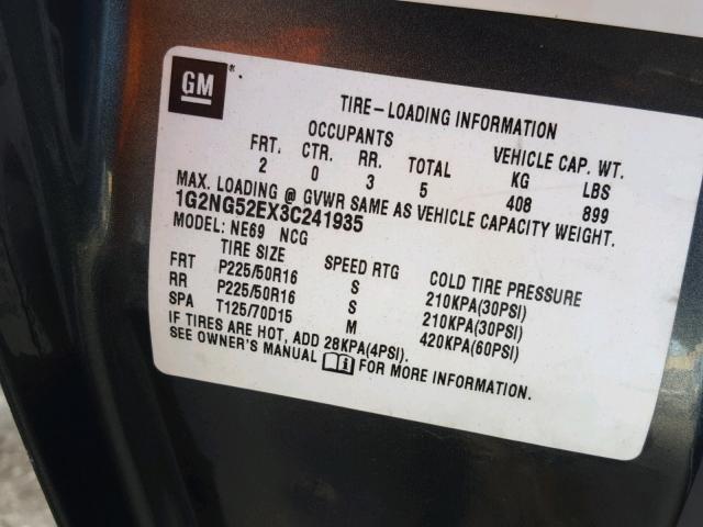 1G2NG52EX3C241935 - 2003 PONTIAC GRAND AM S GRAY photo 10