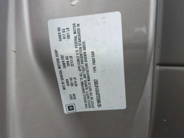 1G1NE52J3Y6147957 - 2000 CHEVROLET MALIBU LS Qızıl foto 10