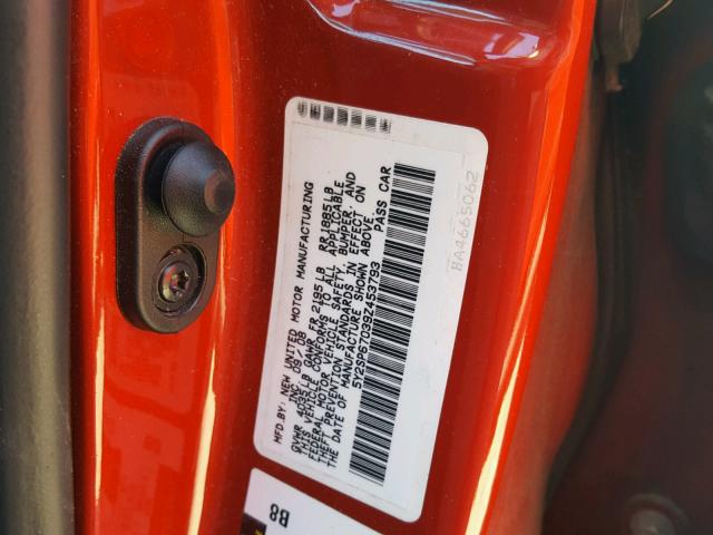 5Y2SP67039Z453793 - 2009 PONTIAC VIBE RED photo 10