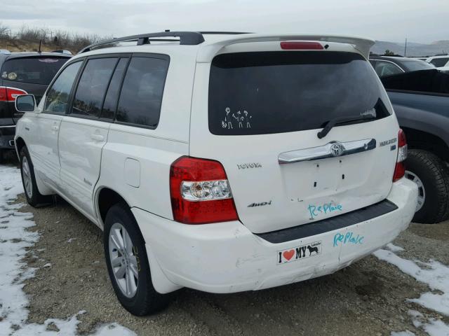 JTEEW21A860020489 - 2006 TOYOTA HIGHLANDER WHITE photo 3