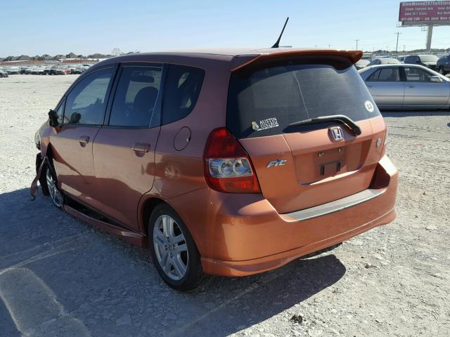 JHMGD37638S056009 - 2008 HONDA FIT SPORT ORANGE photo 3