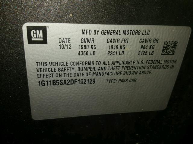 1G11B5SA2DF192129 - 2013 CHEVROLET MALIBU LS Grafit foto 10