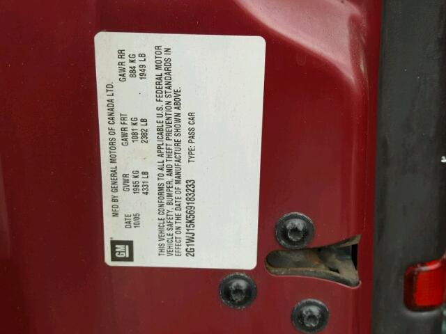 2G1WJ15K569183233 - 2006 CHEVROLET MONTE CARL 勃艮第红 照片 10