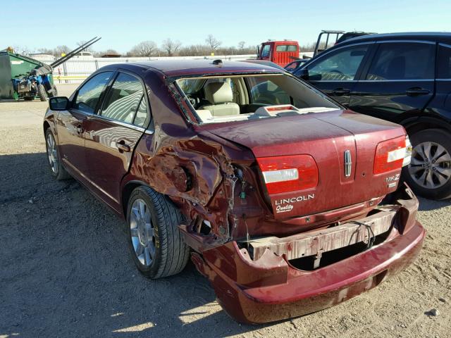 3LNHM28T57R650840 - 2007 LINCOLN MKZ RED photo 3