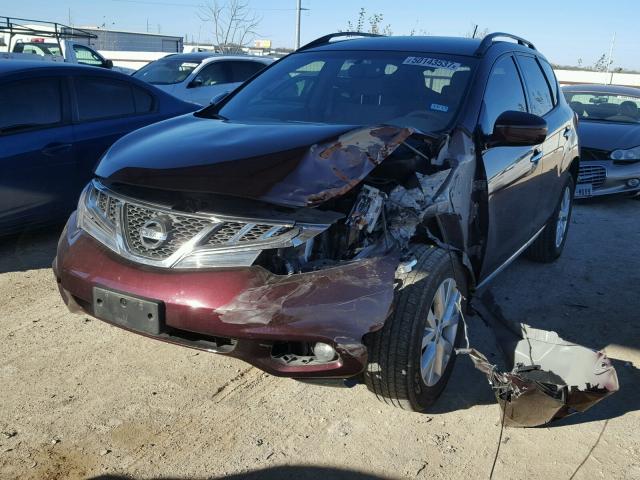 JN8AZ1MU4EW419636 - 2014 NISSAN MURANO S MAROON photo 2