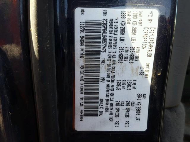 2C8GP64L94R577475 - 2004 CHRYSLER TOWN & COU BLUE photo 10