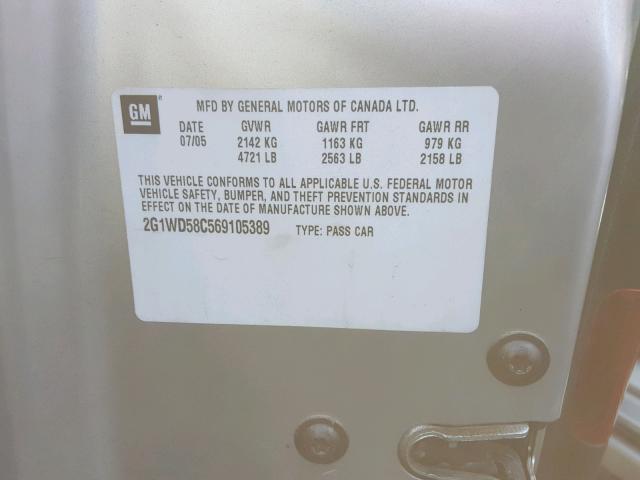 2G1WD58C569105389 - 2006 CHEVROLET IMPALA SUP 银色 照片 10