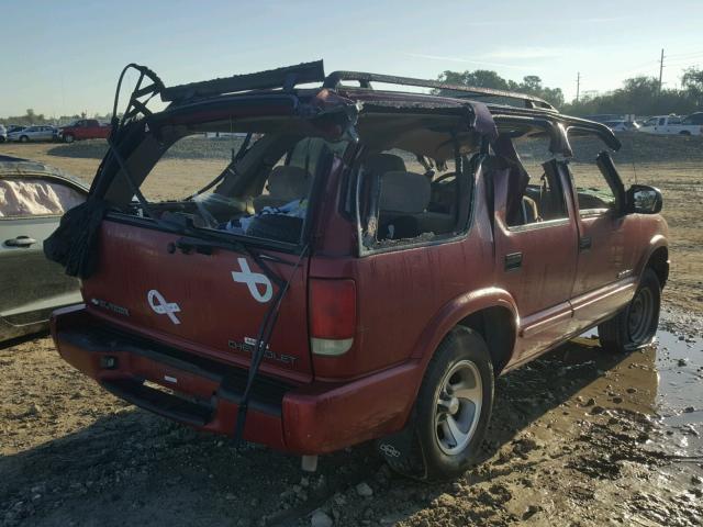 1GNCS13W72K125220 - 2002 CHEVROLET BLAZER BURGUNDY photo 4